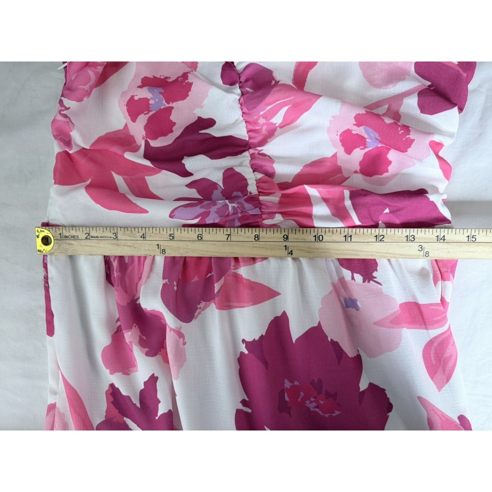 Petal + Pup Monica Floral Fit & Flared Tiered Maxi Dress Womens M Pink Garden - Picture 11 of 12